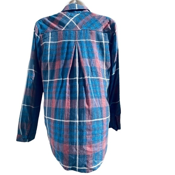 Anthropologie Cloth & Stone Aurora Plaid Button Down Red Blue small style B2808 - Picture 7 of 12